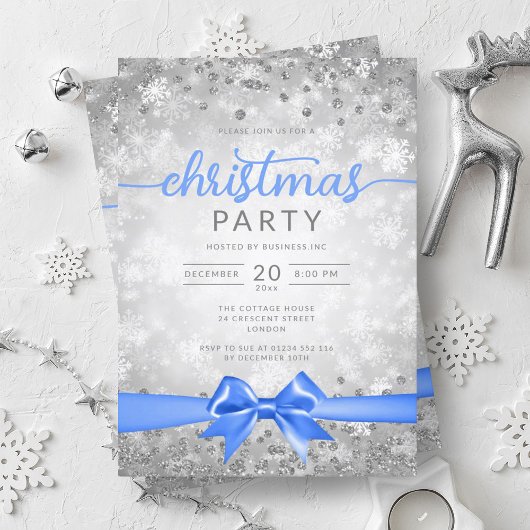 Silver Winter Snowflakes Company Blauw lint Kaart