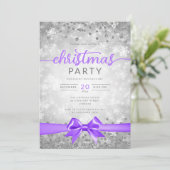 Silver Winter Snowflakes Company Paarse lint Kaart (Staand voorkant)