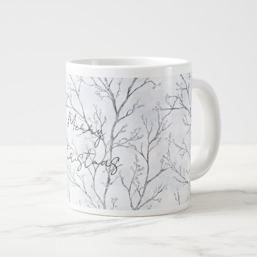 Silver Winter Trees Christmas Grote Koffiekop (Voorkant rechts)