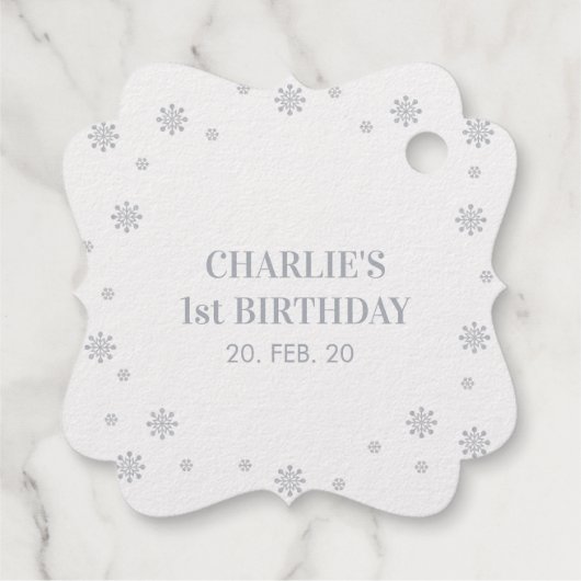 Silver Winter Verjaardag, Baby shower Dank u Bedankjes Labels (Achterkant)