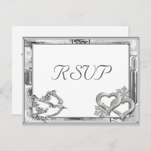 Silver Winter Wedding RSVP Briefkaart (Voorkant / Achterkant)
