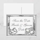 Silver Winter Wedding Save the Date Briefkaarten (Voorkant / Achterkant)