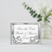 Silver Winter Wedding Save the Date Briefkaarten (Staand voorkant)
