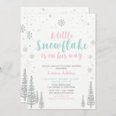 Silver Winter Wonderland, Baby shower/Sprinkle Kaart (Voorkant / Achterkant)