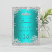 Silver Winter Wonderland blauwgroen zoet 16 Invite Kaart (Staand voorkant)