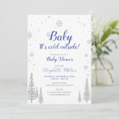 Silver Winter Wonderland - Boy Baby shower Invite Kaart (Staand voorkant)