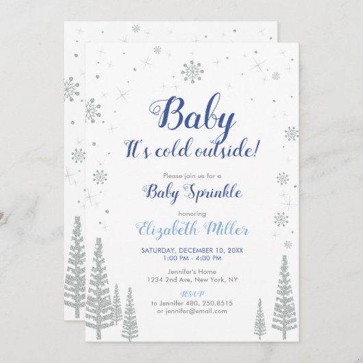 Silver Winter Wonderland - Boy Baby Sprinkle Kaart (Voorkant / Achterkant)