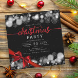 Silver Winter Wonderland Company Xmas Red Ribbon Kaart<br><div class="desc">Elegant formeel bedrijf en corporate kerstfeest / cocktail / dineruitnodiging sjabloon met zilveren sneeuwvlokken en kerstverlichting. Maak indruk op je vrienden en collega's met dit verfijnde en elegante uitnodigingsontwerp.</div>