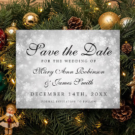 Silver Winter Wonderland Elegant Save the Date Aankondigingskaart