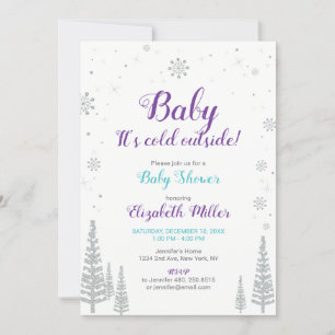 Silver Winter Wonderland - Girl Baby shower Invite Kaart