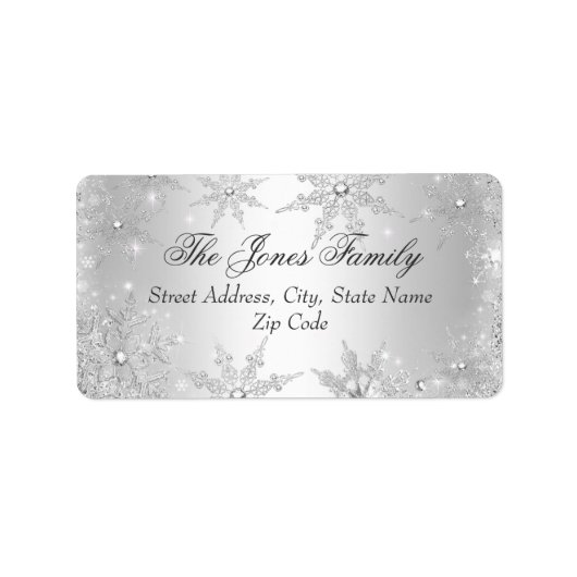 Silver Winter Wonderland Kerst Adresetiketten Etiket (Voorkant)