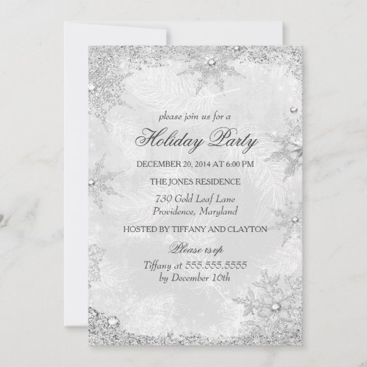 Silver Winter Wonderland Kerstfeestdag A Kaart (Voorkant)