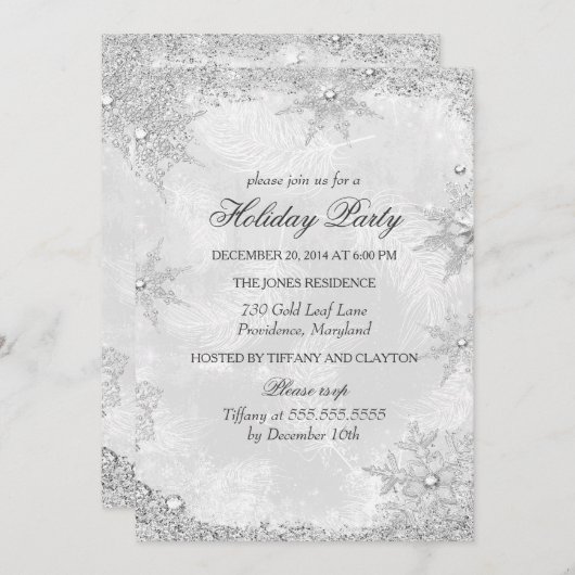 Silver Winter Wonderland Kerstfeestdag A Kaart (Voorkant / Achterkant)