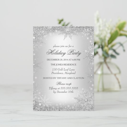 Silver Winter Wonderland Kerstfeestdag Kaart (Staand voorkant)