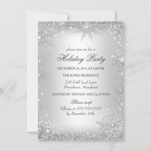 Silver Winter Wonderland Kerstfeestdag Kaart (Voorkant)