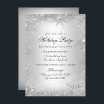 Silver Winter Wonderland Kerstfeestdag Kaart<br><div class="desc">Uitnodiging feestdag. Zilver Grey Sparkle jewel sneeuwvlokvormig ontwerp. Let op: alle platte afbeeldingen hebben geen echte juwelen!</div>