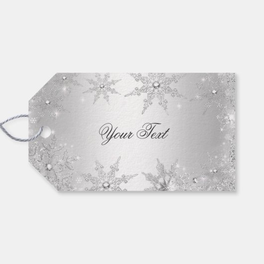 Silver Winter Wonderland Kerstmis Cadeaulabel (Achterkant Horizontaal)
