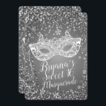 Silver Winter Wonderland Masquerade Sweet 16 Party Kaart<br><div class="desc">Pas voor uw gebeurtenis aan</div>