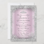 Silver Winter Wonderland Pink Quinceanera Party Kaart (Voorkant)
