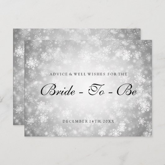 Silver Winter Wonderland Vrijgezellenfeest Advies Uitnodiging Briefkaart (Voorkant / Achterkant)