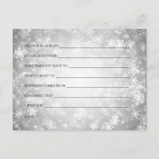 Silver Winter Wonderland Vrijgezellenfeest Advies Uitnodiging Briefkaart (Achterkant)