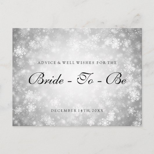 Silver Winter Wonderland Vrijgezellenfeest Advies Uitnodiging Briefkaart (Voorkant)