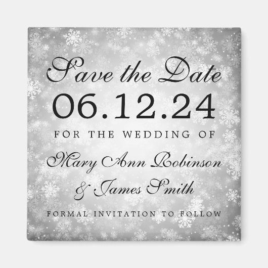 Silver Winter Wonderland Winter Save the Date Magneet (Voorkant)