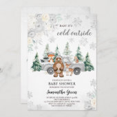 Silver Winter Woodland Baby shower Kaart (Voorkant / Achterkant)