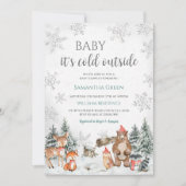 Silver Winter Woodland Baby shower Kaart (Voorkant)