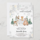 Silver Winter Woodland Baby shower Kaart (Voorkant)