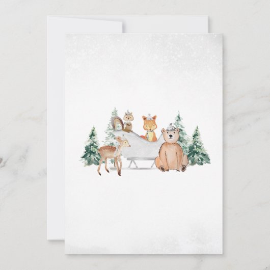 Silver Winter Woodland Baby shower Kaart (Achterkant)