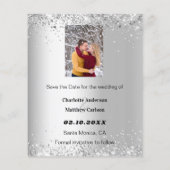 Silver winterfotobudget Save the Date bruiloft Flyer (Achterkant)
