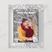 Silver winterfotobudget Save the Date bruiloft Flyer (Voorkant)