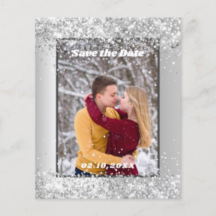 Silver winterfotobudget Save the Date bruiloft Flyer