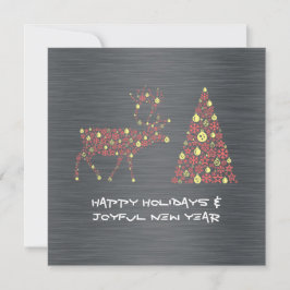 Silver wish card HAPPY HOLIDAYS JOYFUL NEW YEAR Feestdagenkaart