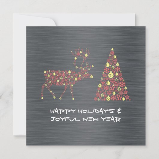Silver wish card HAPPY HOLIDAYS JOYFUL NEW YEAR Feestdagenkaart (Voorkant)