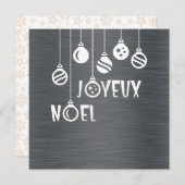 Silver wish card "Joyeux Noel" Feestdagenkaart (Voorkant / Achterkant)