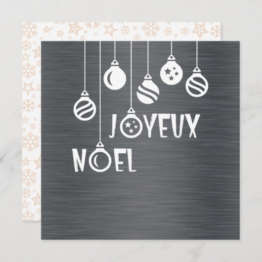 Silver wish card "Joyeux Noel" Feestdagenkaart (Voorkant / Achterkant)