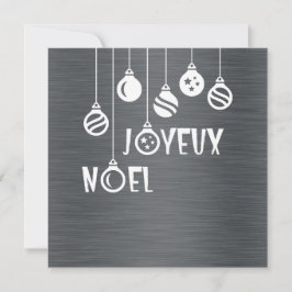 Silver wish card "Joyeux Noel" Feestdagenkaart
