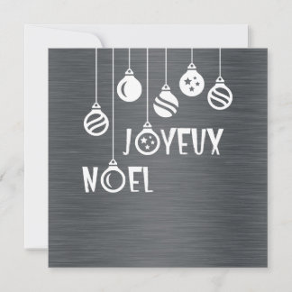 Silver wish card "Joyeux Noel" Feestdagenkaart
