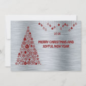 Silver wish card New Year met tree & balls Feestdagenkaart (Voorkant)