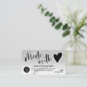 SIlver witte marmer bedankt dat je met liefde hebt Visitekaartje (Staand voorkant)