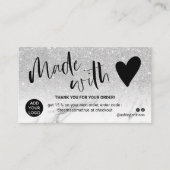 SIlver witte marmer bedankt dat je met liefde hebt Visitekaartje (Voorkant)