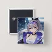 Silver Wolf fan art 1 Vierkante Button 5,1 Cm (Voorkant /achterkant)