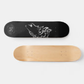 Silver Wolf Tribal Monogram Black Persoonlijk Skateboard (Horizontaal)