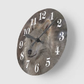 Silver Wolf Wildlife Art Clock Ronde Klok (Hoek)