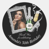 Silver Womens Birthday Hartelijk dank Ronde Sticker (Voorkant)