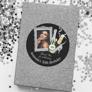 Silver Womens Birthday Hartelijk dank Ronde Sticker