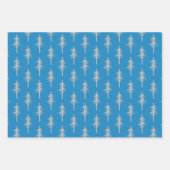Silver Woodland Pine Tree Forest Blue Navy Trio Inpakpapier Vel (Voorkant)