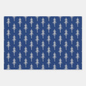 Silver Woodland Pine Tree Forest Green Blue Inpakpapier Vel (Voorkant 3)